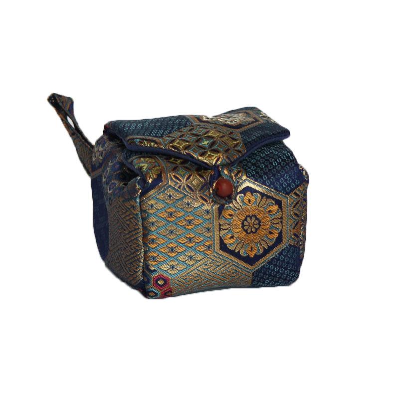 34-Color Chinese & Japanese Brocade Gaiwan Zisha Teapot Ceramic Cup Set With Cotton Bag