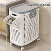 Foldable Medium Large White Laundry Baskets with Lid White Multi-Functional Portable Dirty Clothes Hamper with Wheels