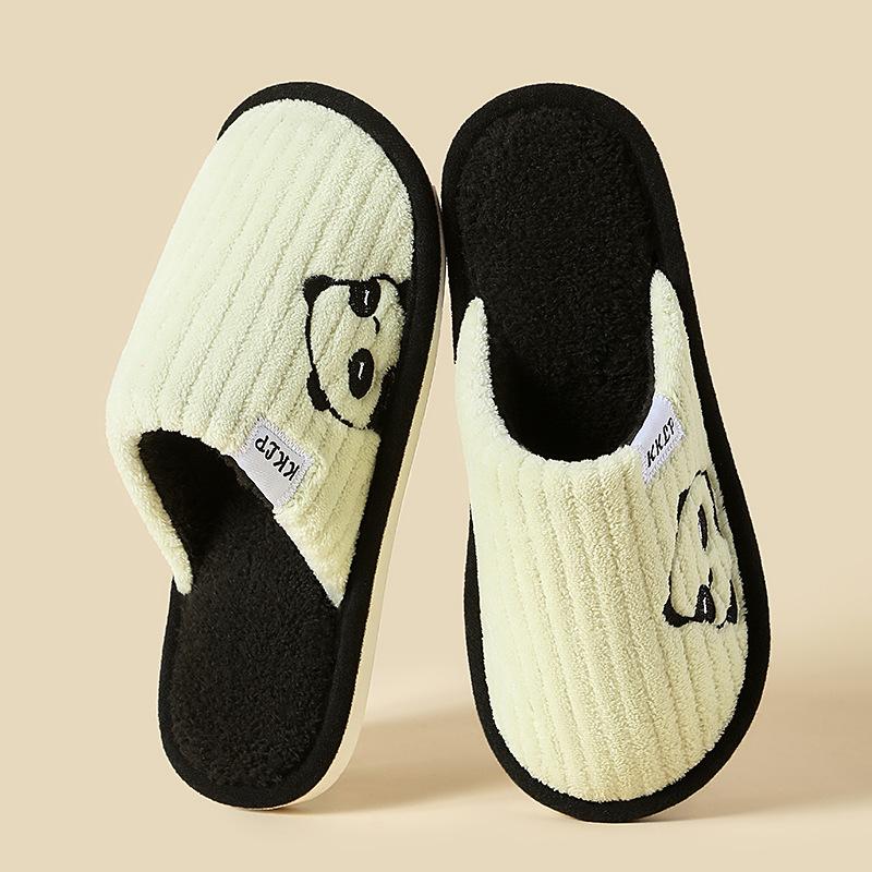 Fashion Cute Panda Plush Home Slippers for Women Comfortable Soft Sole Bedroom Cotton Shoes Woman Winter Non Slip Warm Indoor Slippers