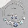 LENNIK New Hot Selling Round Oil Dripping Necklace Earring Set with High-end Feel, Irregular Design Earrings, Collarbone Chain