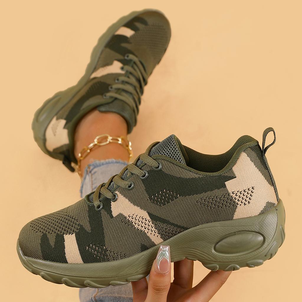 Tai Run Women'S Camouflage Sports Shoes: Low Cut, Lace Up, Breathable Fabric, Eva Sole, Blending North American And European Sty