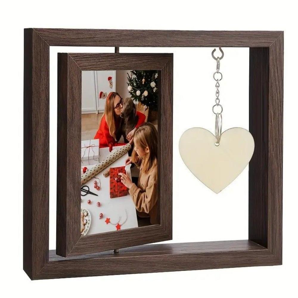 With Heart Pendant Desktop Photo Frame Wooden Photo Display Frame  Home Supplies