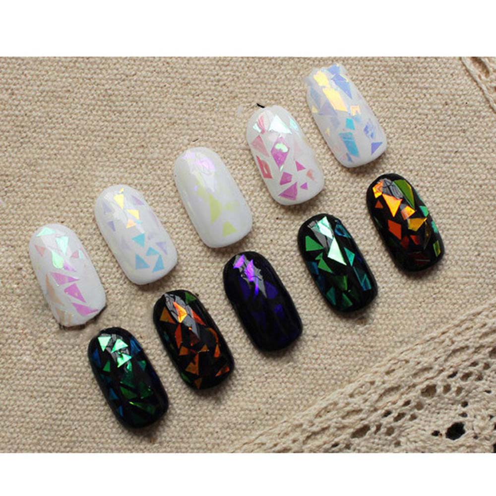 Mirror Glitter Decal Nail Foil Film Laser Cellophane Aurora Broken Glass Foils Nails Art Decoration