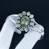 Natural Prehnite Gemstone Handmade Cuff Bangle 925 Sterling Silver Cuff Bangle, Prehnite Flower Shape Bracelet For Wife, Unisex Bangle Gifts