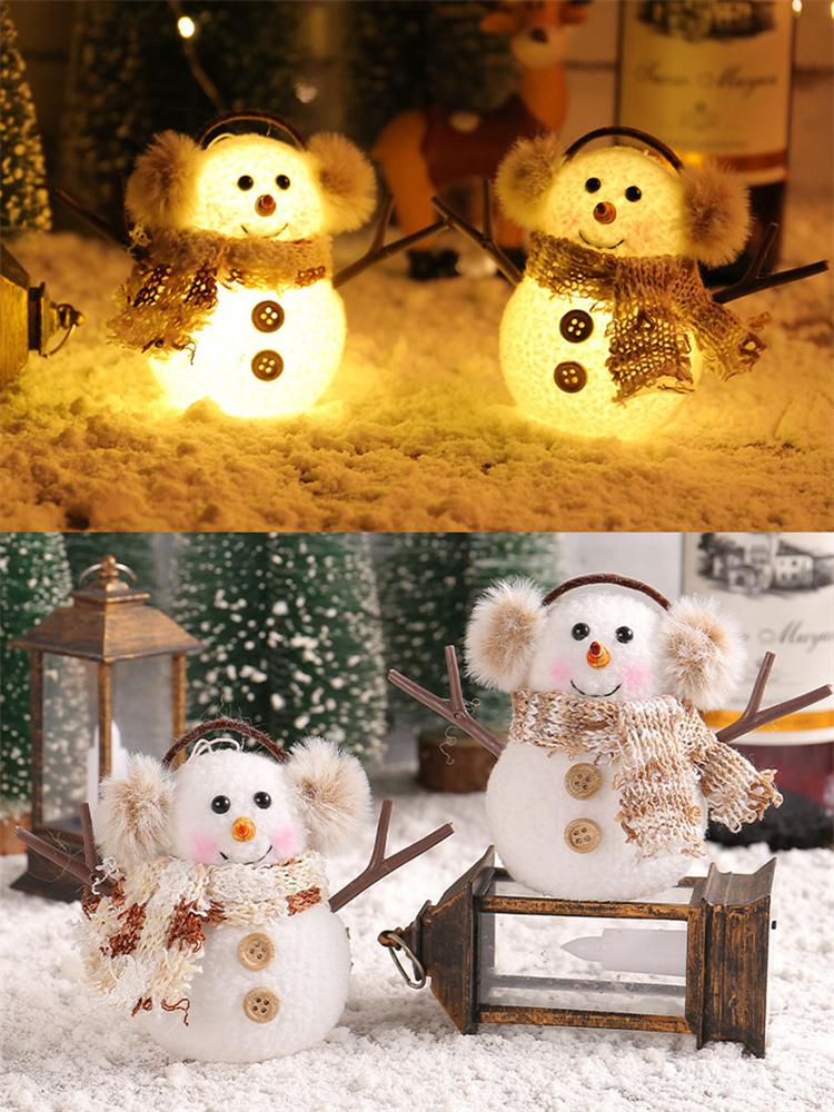 2025 Christmas Decorations Glowing Little Snowman Xmas Tree Decor Plaid Striped Scarf Doll Home Decor Christmas Supplies Navidad