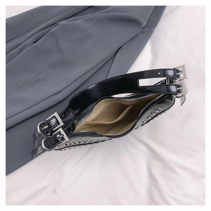 Designer Studded Shoulder Bag Rivet Crescent Bags 2025 Summer New Women Metal Underarm Bag Retro Rivet Polka Dot Shoulder Bags