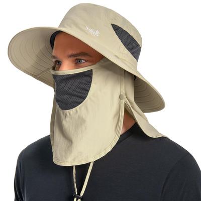Bassdash Fishing Hat Foldable Omnidirectional Sunscreen UV Protection Water Repellent Outdoor Hat Unisex [Bassdash] [360° 3WAY] UPF50+ (Cream Color)