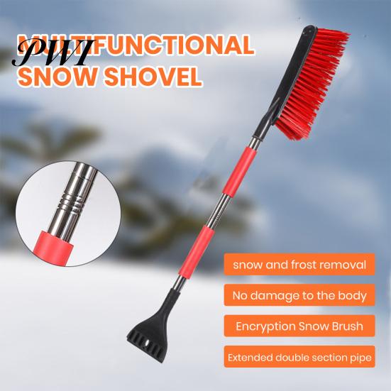 Durable Ice Scraper 2 in 1 Snow with Large Brush Head Extendable Sturdy ABS Portable Auto Shovel Soft Tips
