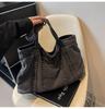 2025 casual shoulder large capacity retro washed canvas bag shopping bag simple and light commuter handbag