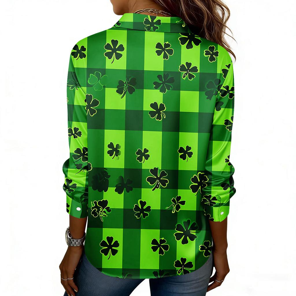 Dámská košile halenka s potiskem tlačítka s dlouhým rukávem ležérní základní košilový límec s běžným topem