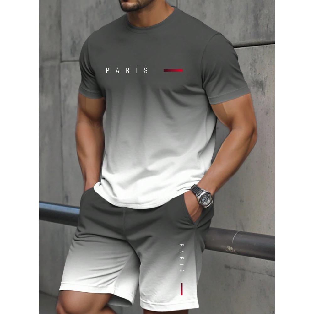 Men's Casual Fashion Sports Suit Round Neck Lightweight Short-sleeved Shorts Suit Loose Comfortable Unisex Sports Clothing