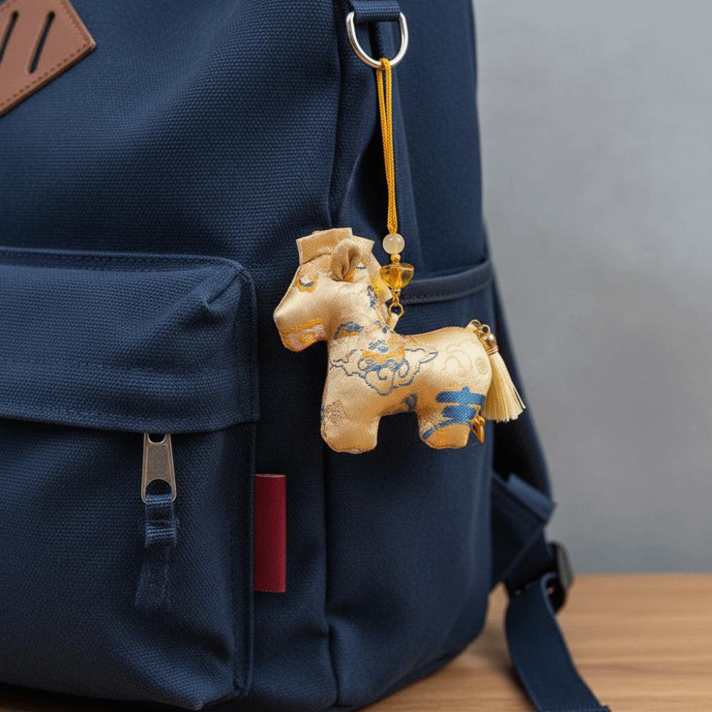 High-end Brocade Zodiac Horse Sachet Refillable Embroidery Mascot Pony Pendant Zipper Design Chinese Style Pony Car Pendant Kids