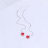 New Simple Fashion Dripping Red Love Ear Line 925 Sterling Silver Jewelry Sweet Cute Peach Heart Popular Earrings E187