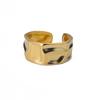 18K Gold Plated Stainless Steel Geometric Open Wide Band Unisex Ring