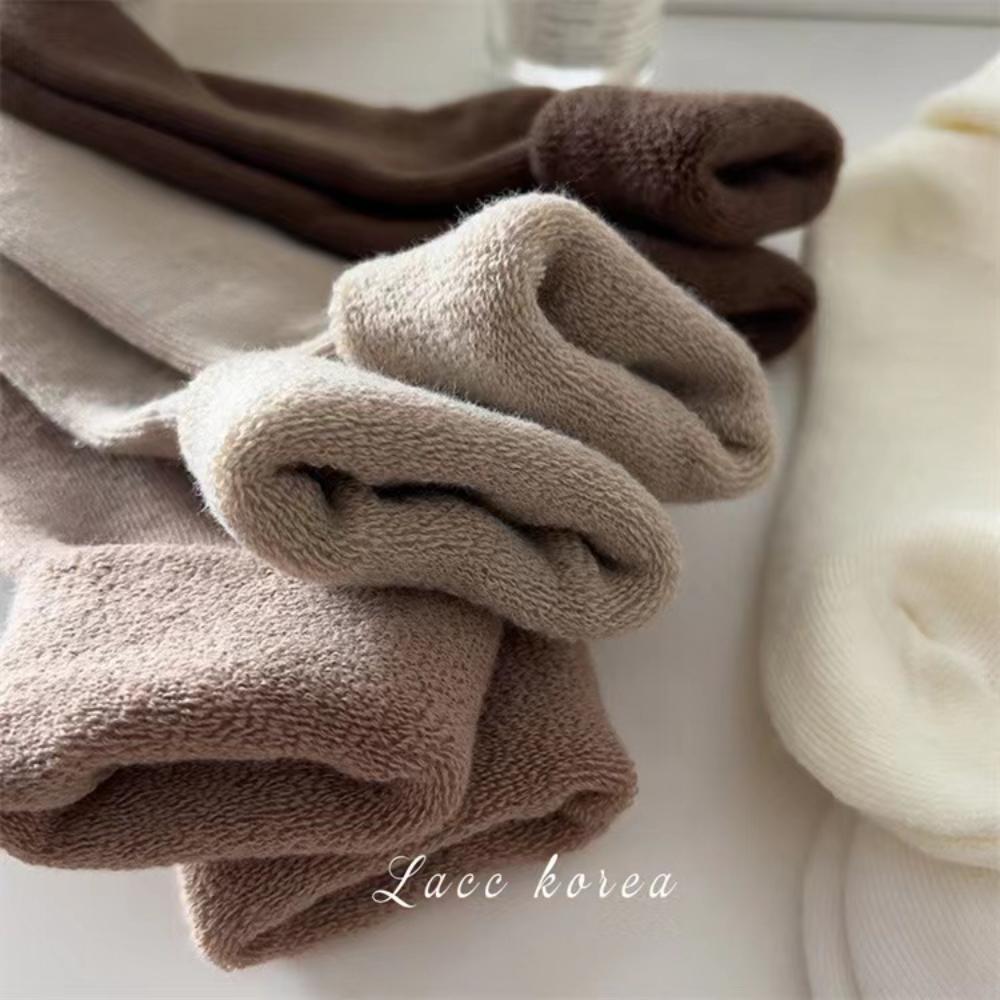 1 Pair Retro Women Loose Socks Japanese Style Autumn Winte Solid Color Floor Sock Soft Warm For Female House Sleeping Floor Sox