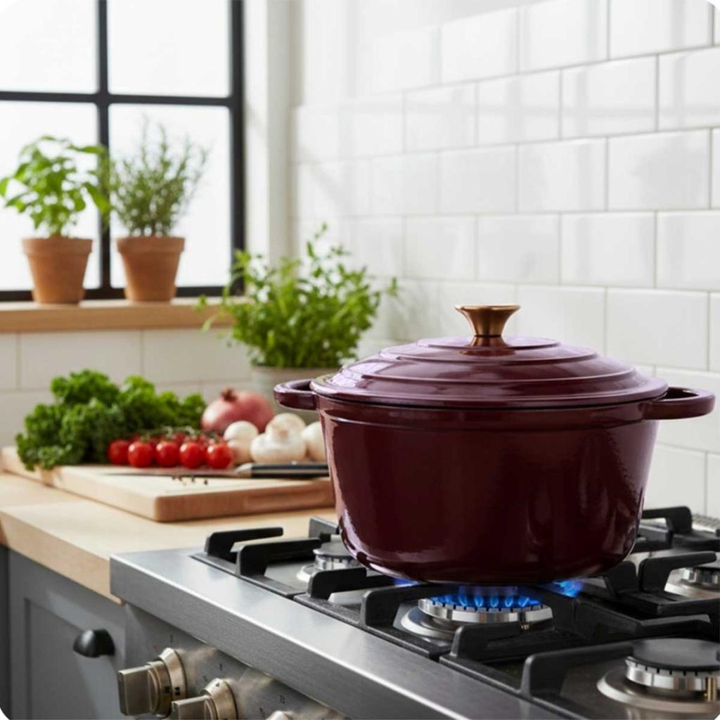 ENAMELED CAST IRON POT 22cm 3L HAGE EGGPLANT