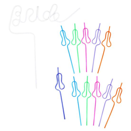 Yousheng 12Pcs Bride Gourd-Shaped Straws Food Grade Reusable Drinking Water Straws Wedding Engagement Party Decoration