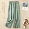 Women S High Waist Loose Fit Wide Leg Cropped Casual Pants With Chinese Knot