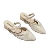 Summer evening breeze low-heeled sandals French beautiful bag head new summer wear semi-drag pointed single shoes