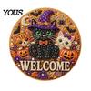 Handmade Welcome Sign Crafts Halloween Faux Pearl Door Kit, Ghost Skull Skeleton Cat Kit Painting Arts for Wall Decoration