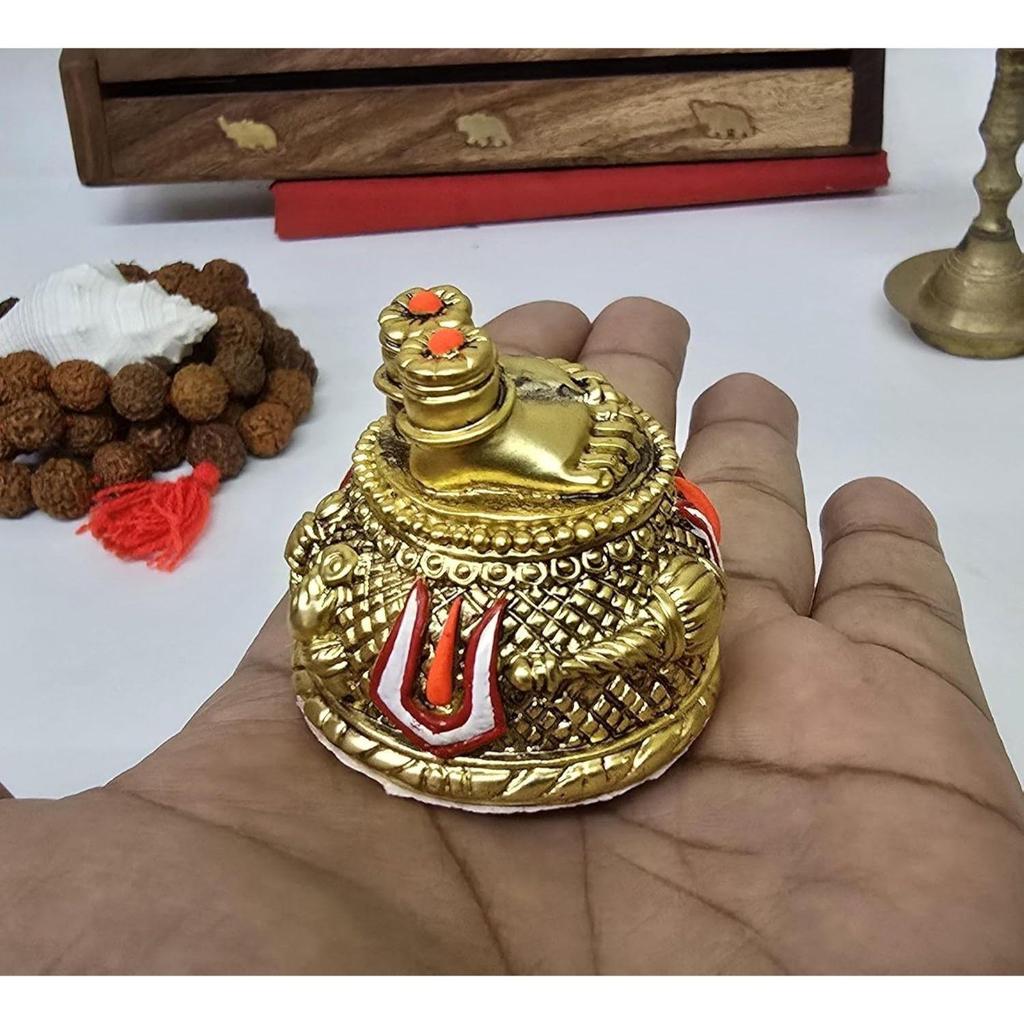 Herr Hanuman Charan Paduka Vergoldete Antike Matte Idol für Zuhause & Armaturenbrett | Hanuman Ji Charan Paduka Idol für Bürotisch Ram Bhakt