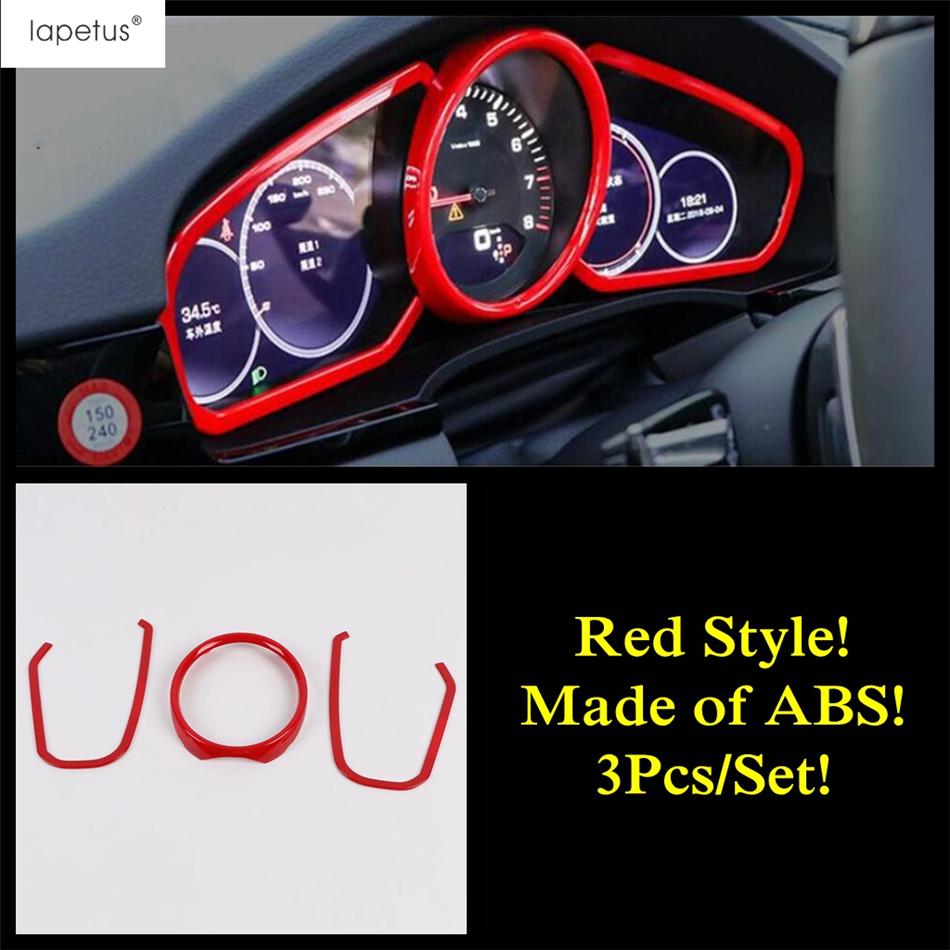 Tête de Levier de Vitesse Rouge / Leve-vitre / Porte-gobelet / Bande de Couverture d'Écran de Tableau de Bord Accessoires de Garniture Pour Porsche Cayenne 2018 -