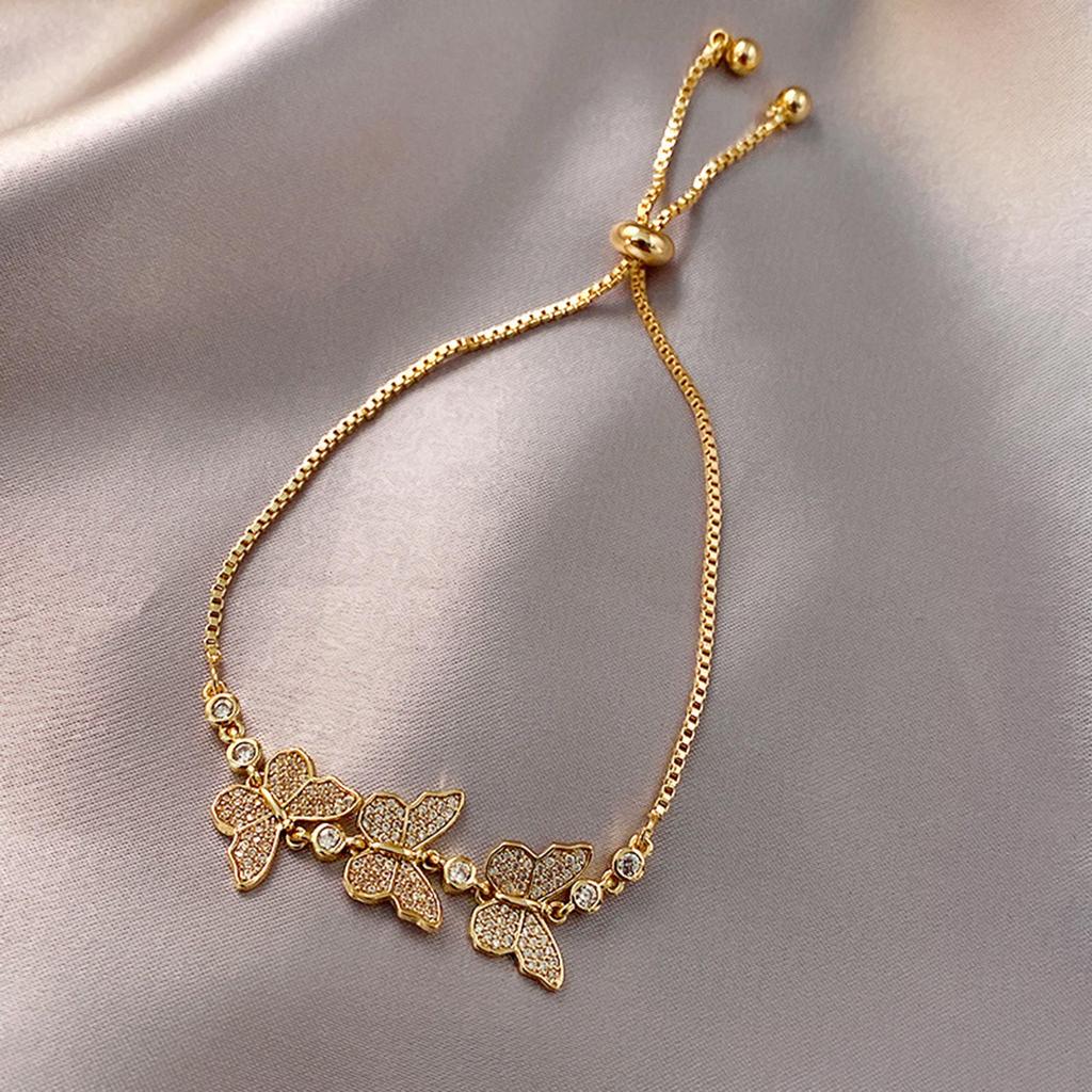 Elegant Butterfly Metal Bracelet Fashionable Hand Chain Wrist Adjustable Wedding Party Bracelets for Women and Girls