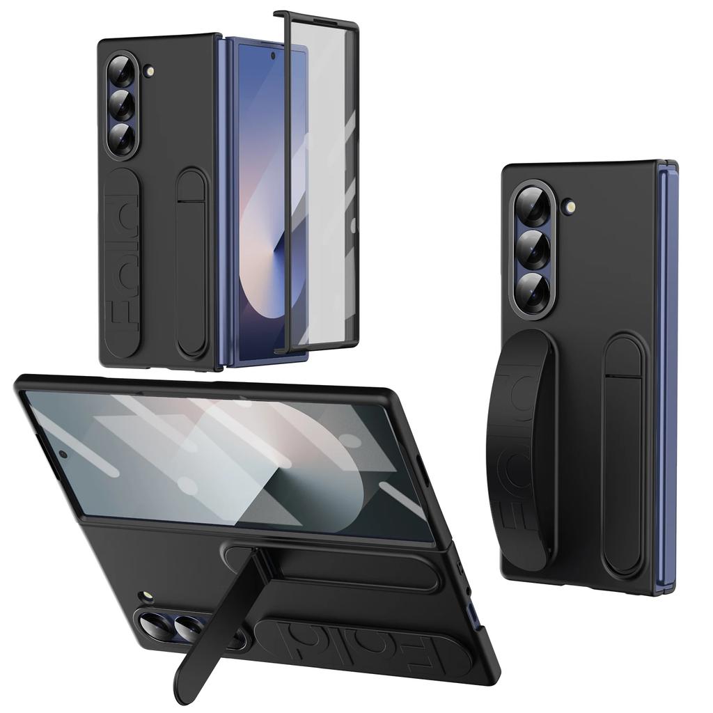Luxus Original Handyhülle für Samsung Galaxy Z Fold 7 6 5 4 Schutzhülle mit Halterung Glasfolie Silikon-Griff Hartschalenhülle
