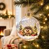 Acrylic Christmas Ornament With Animal Design - Hedgehog Penguin Panda Lamb Light-Up Hanging Decor Tree Home Festive Display