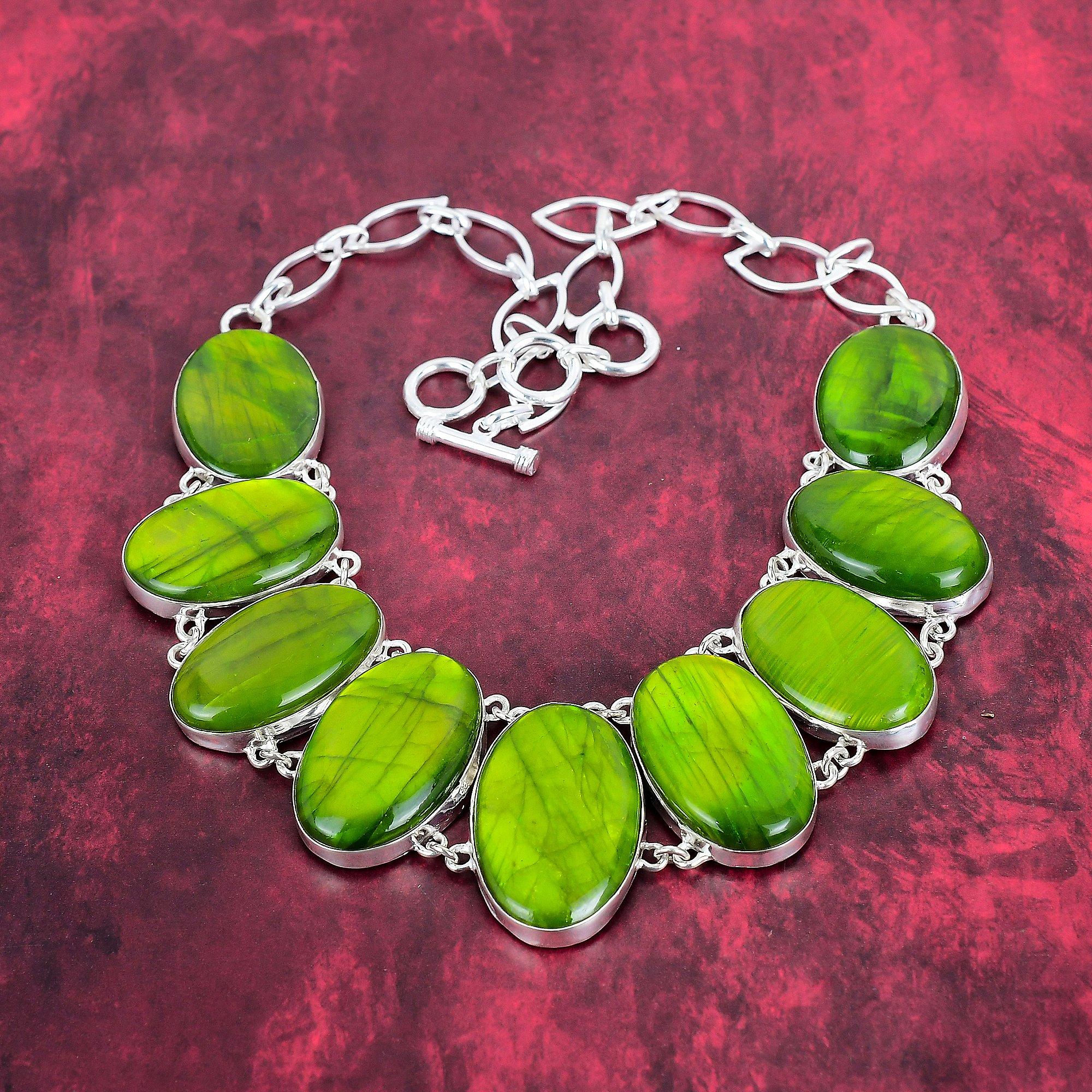 

Ожерелье из зеленого лабрадорита ручной работы с драгоценными камнями, ожерелье из стерлингового серебра 925 пробы, антикварные ювелирные изделия, регулируемое ожерелье-цепочка, подарок на помолвку Adjustable with 18 inches зелёный