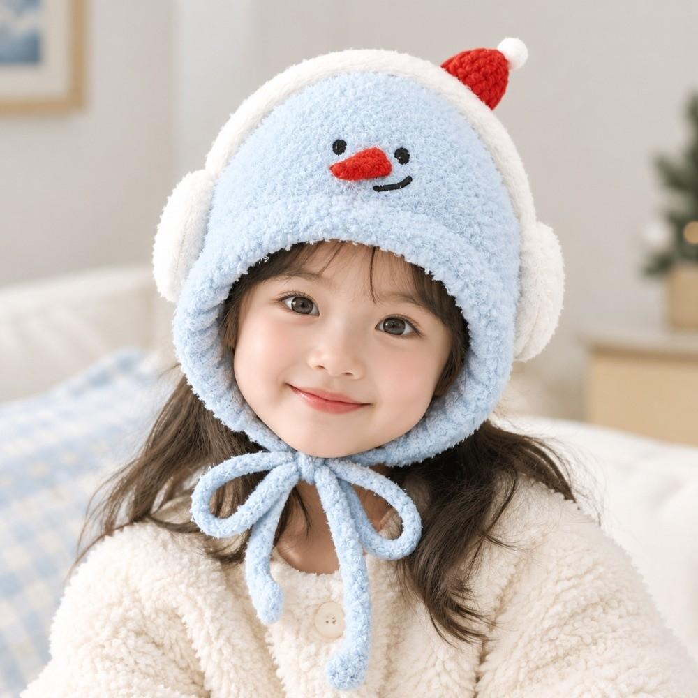 Cold Proof Children Earphone Hat Cute Cartoon Plush Warm Hat Ear Protection Hat  Outdoor Wear