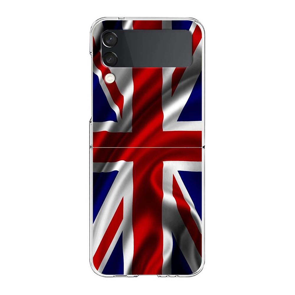 

Чехол для телефона для Samsung Galaxy Z Flip 3 4 5 fold Высокопрочная поликарбонатная оболочка для Galaxy Z Flip 3 5 Прозрачная крышка флаги Англии и Великобритании Galaxy Z Flip 5