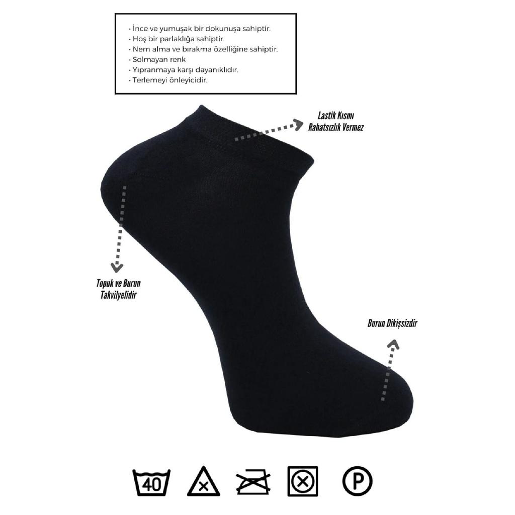 Bamboo Men's Booties Black Socks Seamless Pack Of 6
