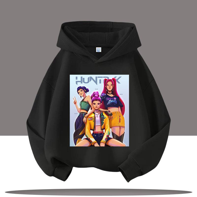 K-pop Mikiny Lovců démonů Chlapci Dívky Dlouhý rukáv Svrchní oděv Saja Chlapecký potisk Mikina s kapucí pro děti Módní svetr Dětské topy