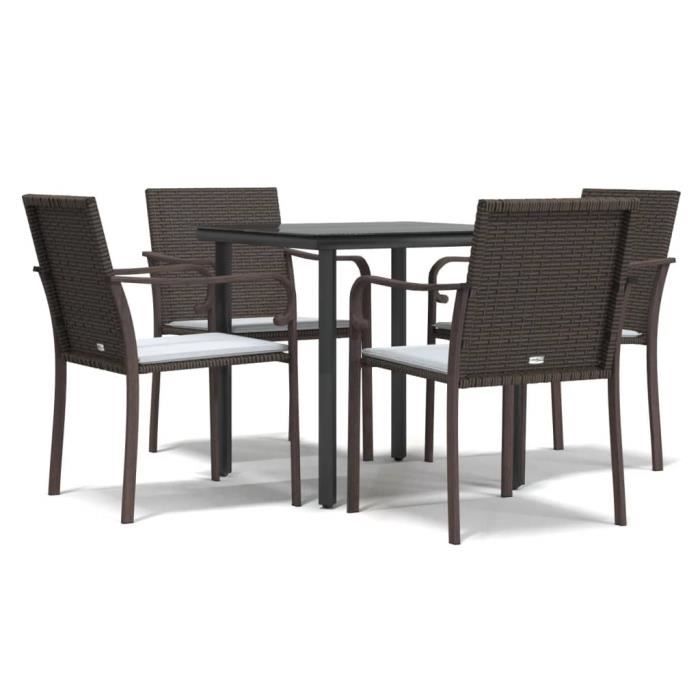 VidaXL Garden Dining Set 5 Pcs Cushions Woven Resin Steel 3186954