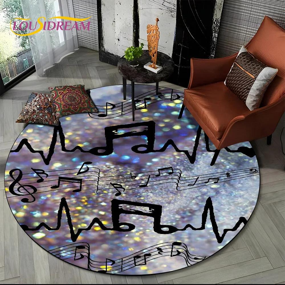 3D Musical Note Piano Art Round Carpet Rug for Living Room Bedroom Child Playroom Chair Decor,Pet Area Rug Non slip Floor Mat