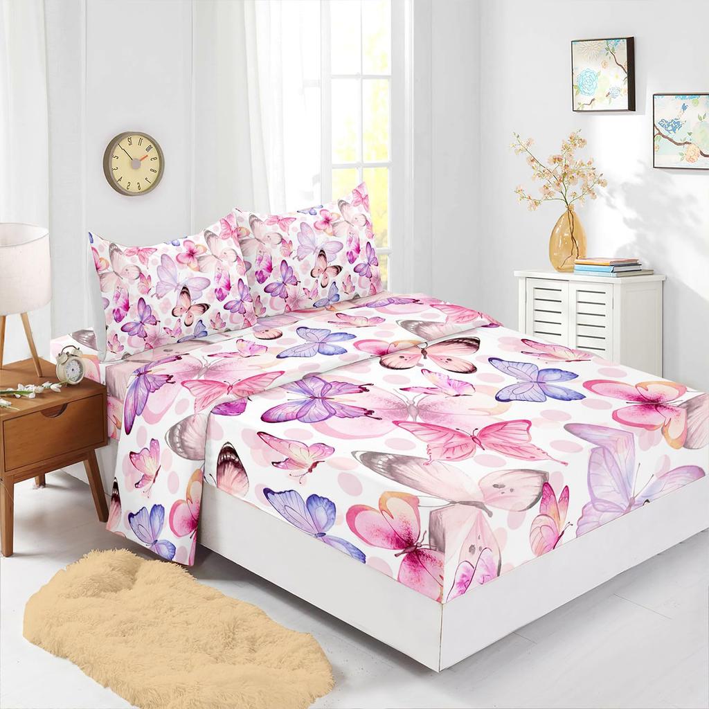 Cartoon Ocean Shark Whale Pattern Sheet Four-piece Bedding Set Bedroom Dormitory Bedding