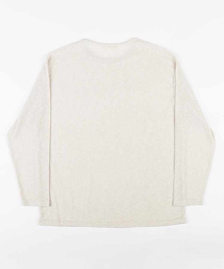 Seuteulaikeu Drop Shoulder Loose Fit Linen T-Shirt (Ivory)