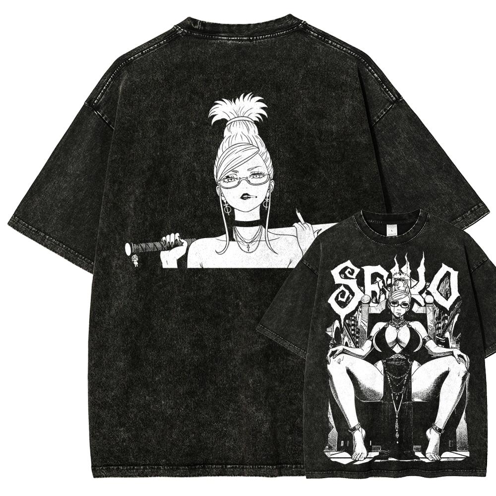 Dandadan Graphic Men Street Washed Oversized Y2k Hip Hop Harajuku Cotton T-shirt Short Sleeve Clothing Casual Loose High Quality Female Male Tee Shirt