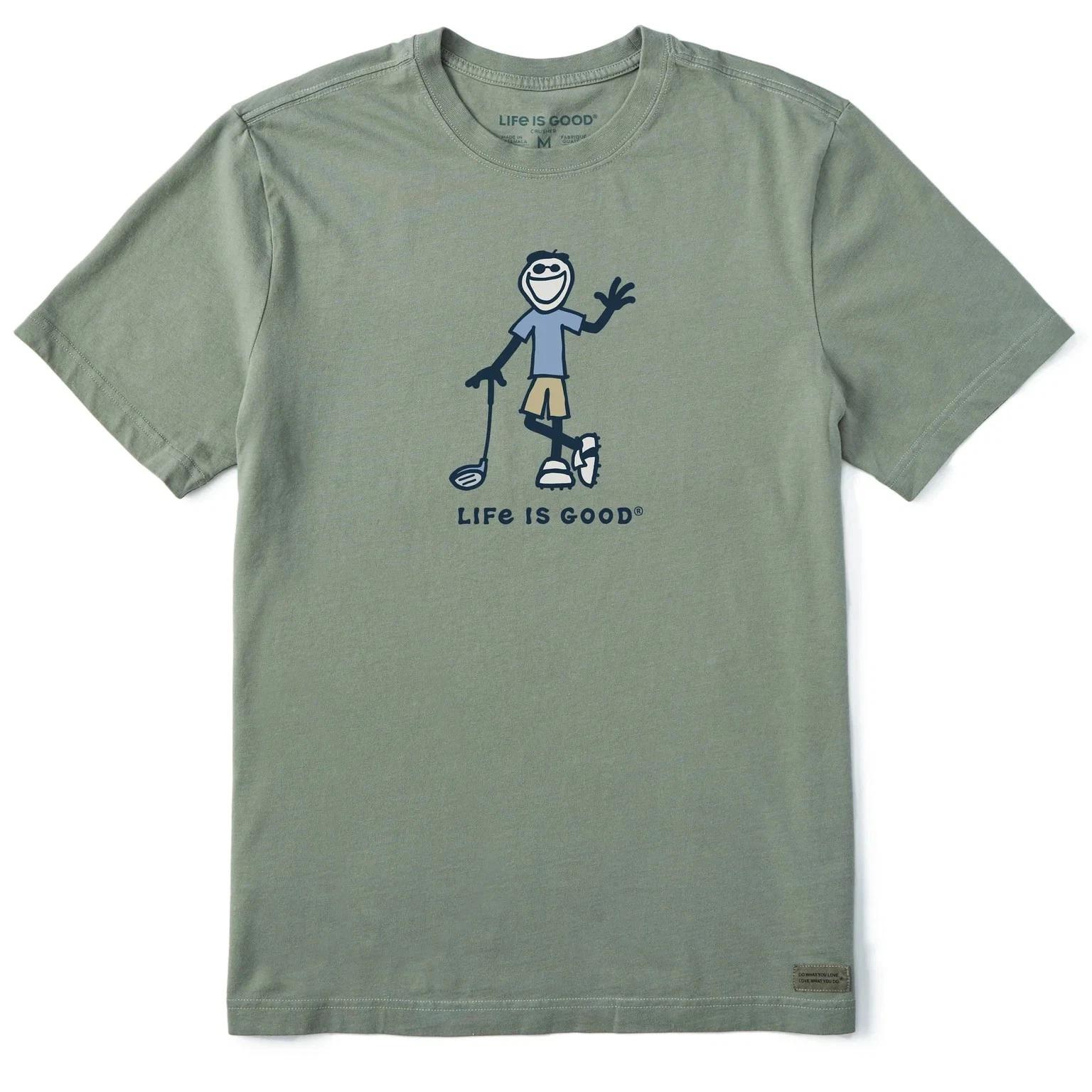 Life is Good. Men s Jake Golfer Short Sleeve Crusher Tee, Moss Green S