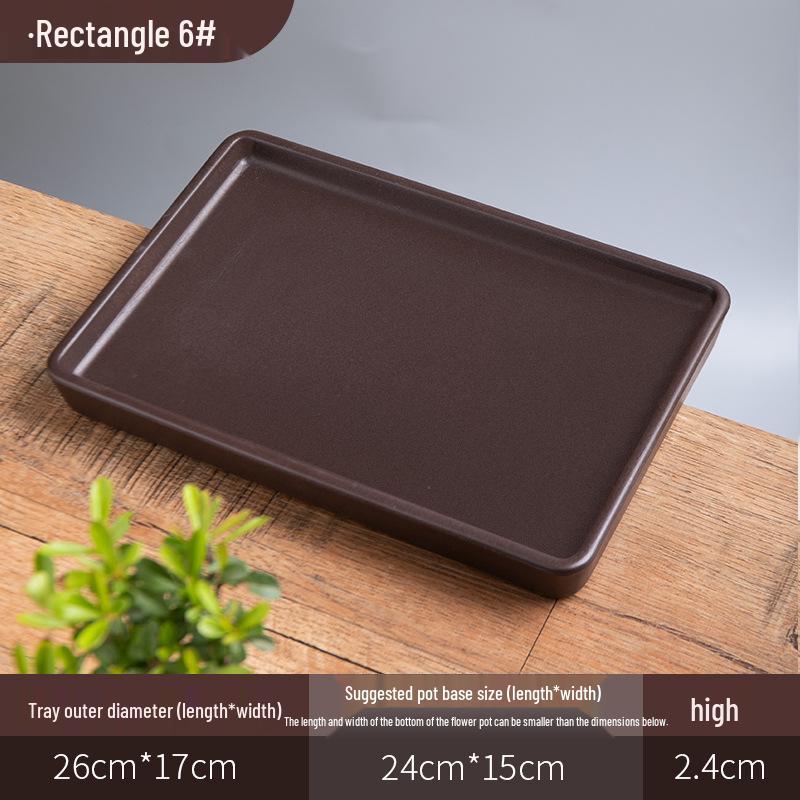 Purple Clay Ceramic Flower Pot Tray - Rectangular/Round Base for Water Catching Bonsai