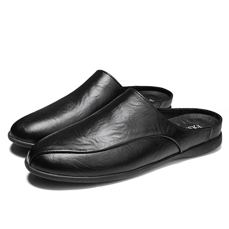 Fashion 2024 Men Leather Shoes Lightweight Man Mules Casual Shoes Male Fashion Loafers Half Slipper Masculino Mocassin Vintage Men Shoes