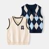 Kinder Jungen Kariert Ärmellos Pullover Weste Lässig Frühling Herbst Kinderkleidung