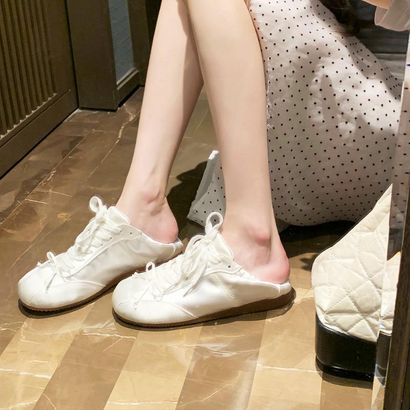 

Summer new ballet style round head satin women s bow sports board shoes casual shoes 34 перлина білого кольору