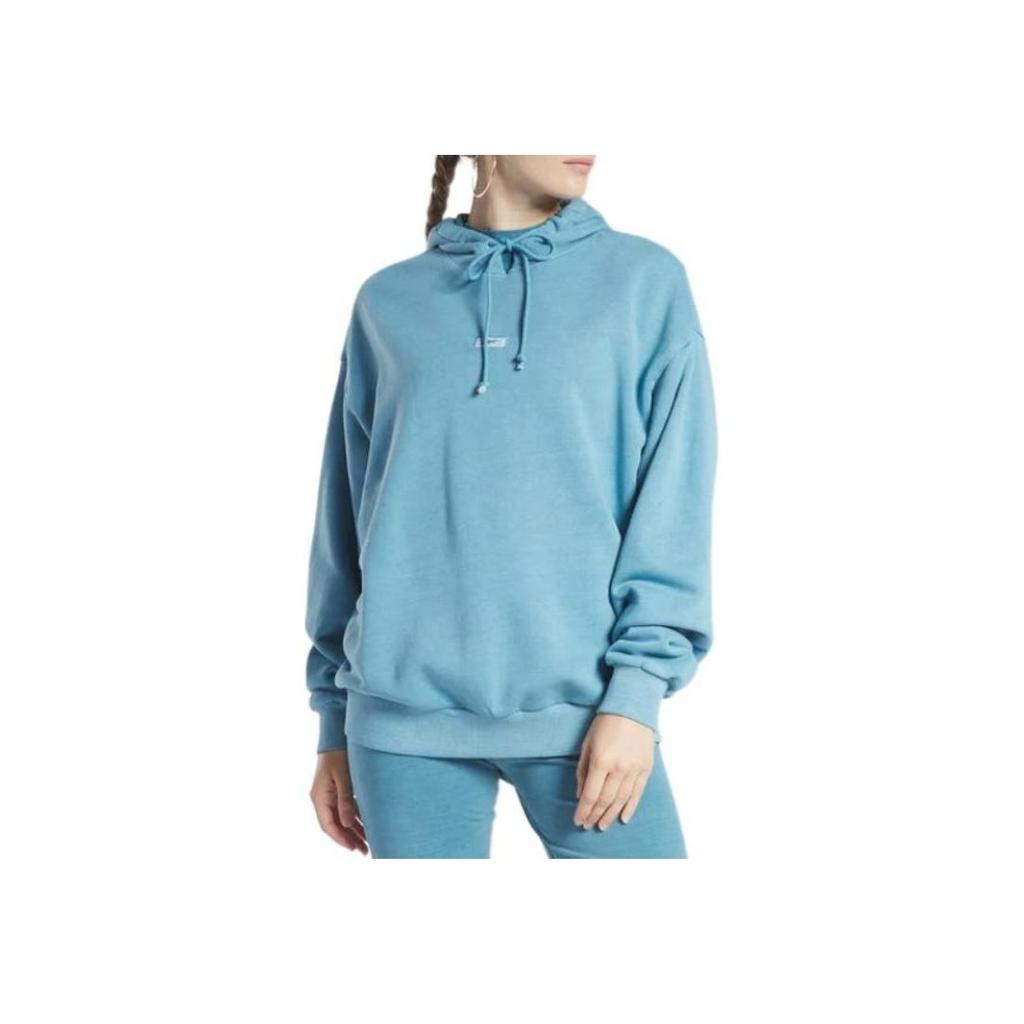 Reebok Solid Color Hooded Loose Fit Sweatshirt Women Top Blue HS4747