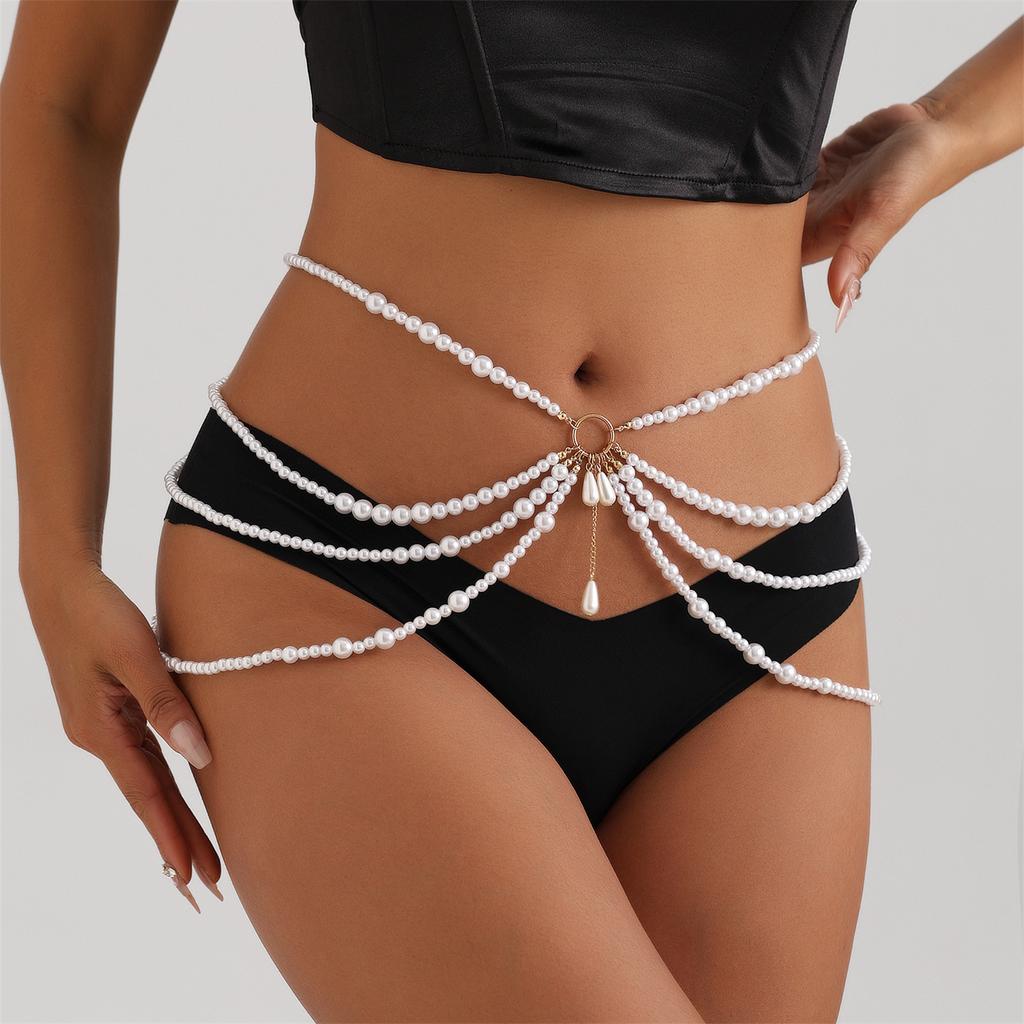 Cintura da vita resistente ed elegante per Danza sul palco Festival Musicale Jeans Abito Cintura Gioiello per il corpo Catena Perle Danza del ventre