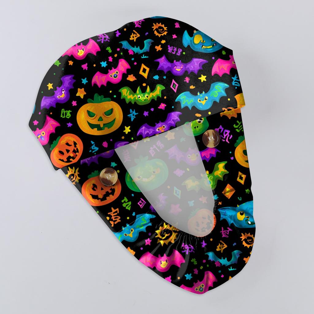 Fashionable Halloween Print Work Cap, Casual Women's Ponytail Cap, Wash Cap, Baotou Cap