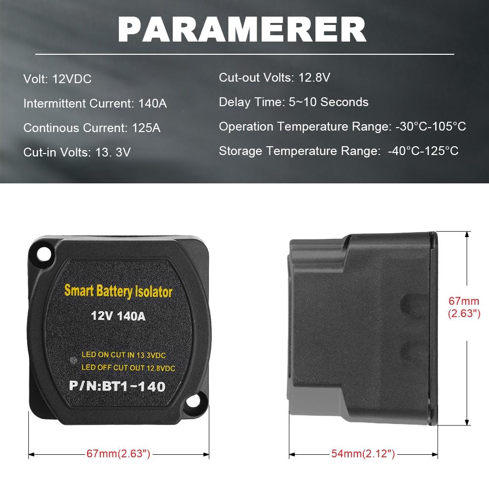 140A Battery Isolator parallel for camper batteries Charging relay VSR 12V Split For Car RV's Boat Marine Camper Truck