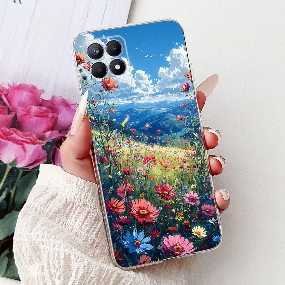 Clear Cover For Realme 8i Case RMX3151 Luxury Butterfly Love Flowers Cool Painted Phone Case For Realme Narzo 50 RMX3286 Cover