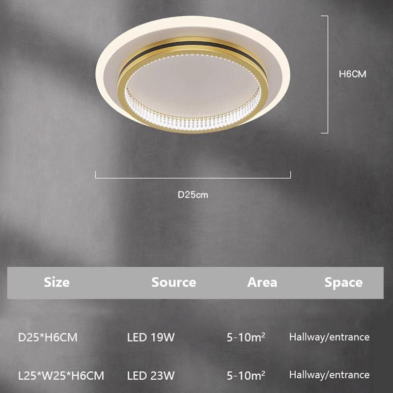 Modern LED Ceiling Lights For Home Entrance Indoor Lighting Fixtures with Crystal Lampshade Lights Round Square Luminaria